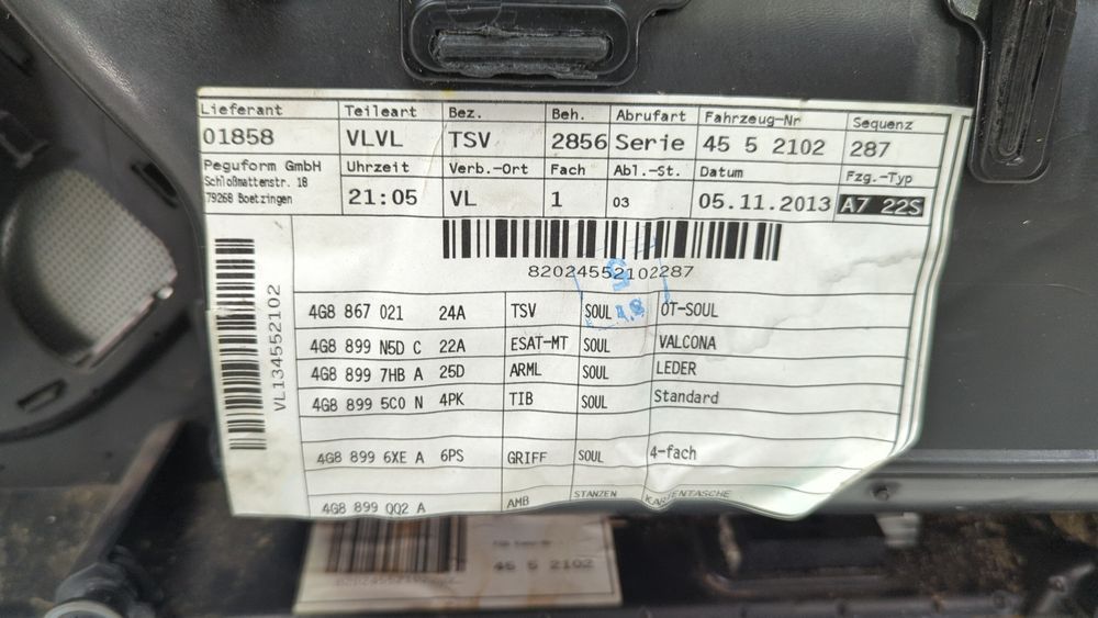 Обшивка дверей (дверна карта) передньої лівої Audi S7 2012-2015 (4G8) 4G8867103SWFA 1060491 фото