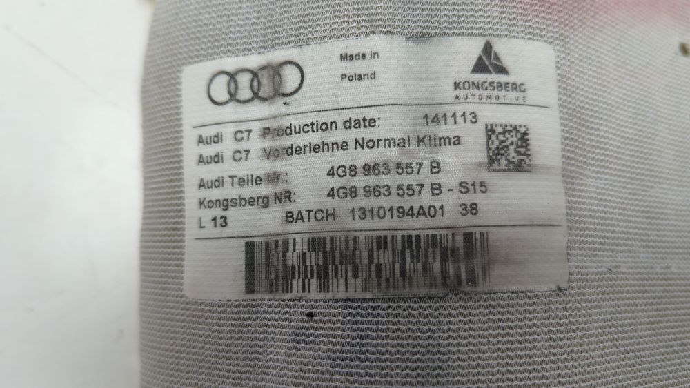 Мат підігріву спинки лівого сидіння Audi A6 2016-2018 (C7 restyle) 4G8963557B 1035336 фото