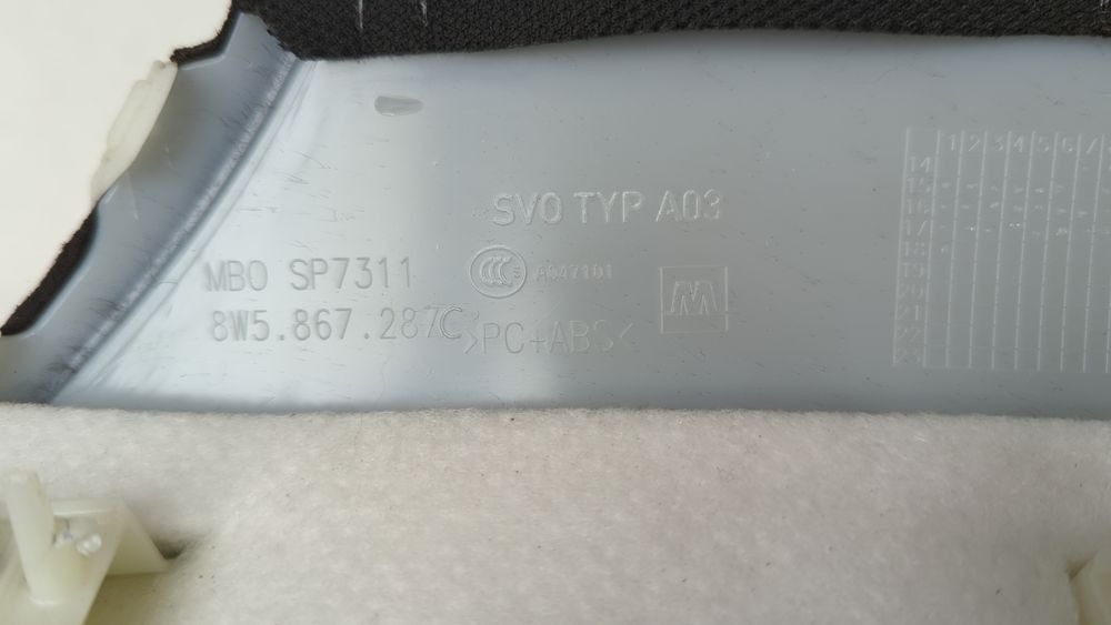 Накладка задньої стійки (кватирки) ліва Audi A4 2016-2019 (B9) 8W5867287CXTY 1063487 фото