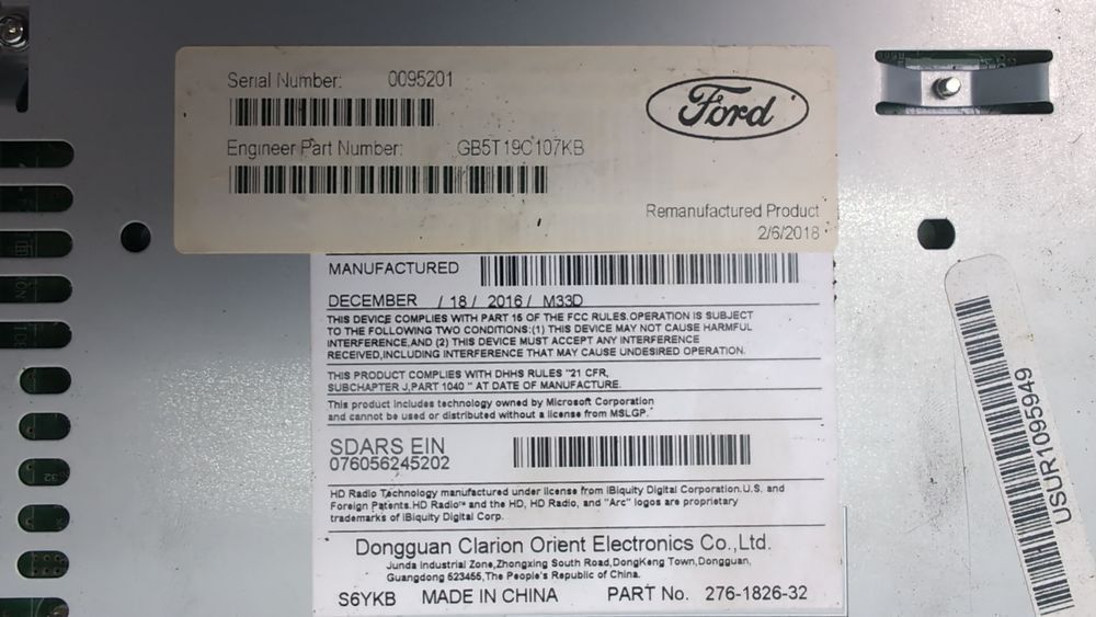 Радиоприемник Ford Explorer 2016-2017 (U502 restyle) GB5Z18C869KA 1092414 фото