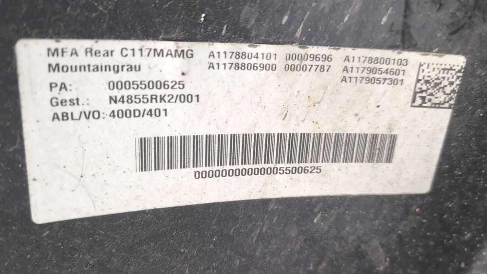Задній бампер без обшивки (дефект) Mercedes Benz CLA250 2017-2019 (C117 restyle) A11788043019999 1096796 фото