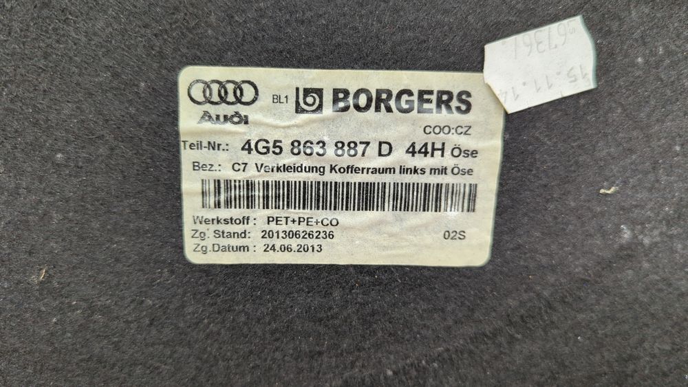 Обшивка багажника ліва Audi A6 2016-2018 (C7 restyle) 4G5863887D44H 1033260 фото